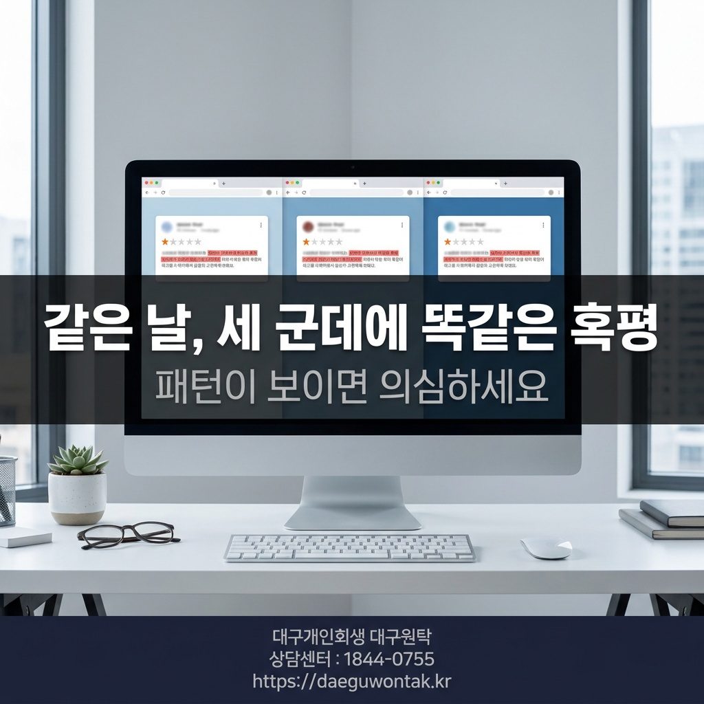 같은 날, 세 군데에 똑같은 혹평 — 패턴이 보이면 의심하세요